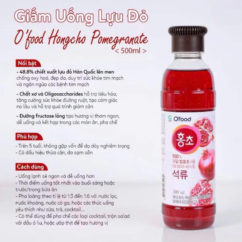 [900ml] Giấm Lựu Daesang Hàn Quốc thơm ngon chống oxy hoá giảm mỡ thừa