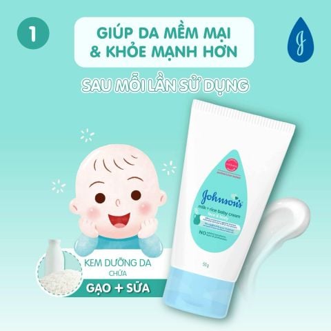 Kem dưỡng ẩm cho bé Johnson's milk and rice baby cream