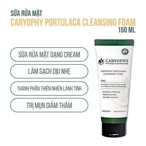 Sữa Rửa Mặt Ngăn Ngừa Mụn Giảm Thâm Caryophy Portulaca Cleansing Foam 150ml