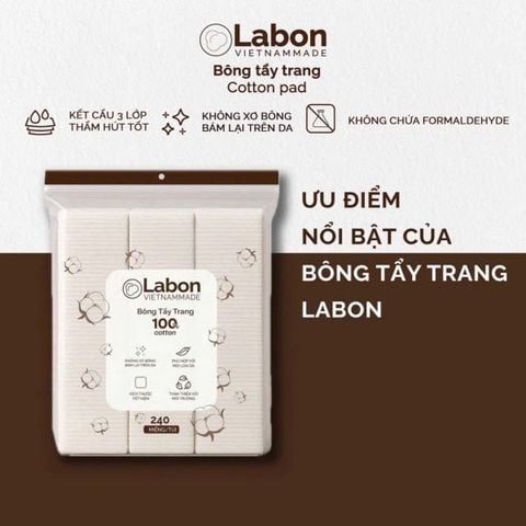 Bông tẩy trang Labon mềm mịn Pure Snow Cotton Pad 150 miếng