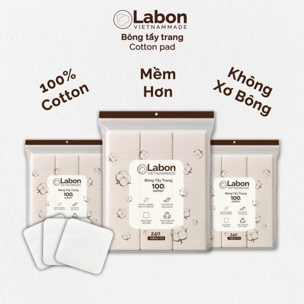 Bông tẩy trang Labon mềm mịn Pure Snow Cotton Pad 150 miếng