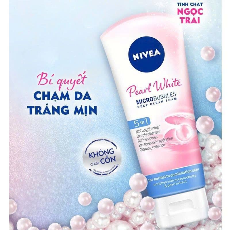 Sữa Rửa Mặt Dành Cho Nữ Nivea 5 in 1 Pearl White 100g