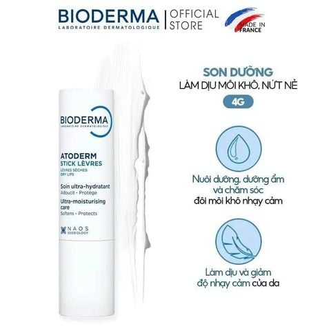 Son Dưỡng Bioderma Làm Dịu Môi Khô, Nứt Nẻ Atoderm Stick Levres 4g