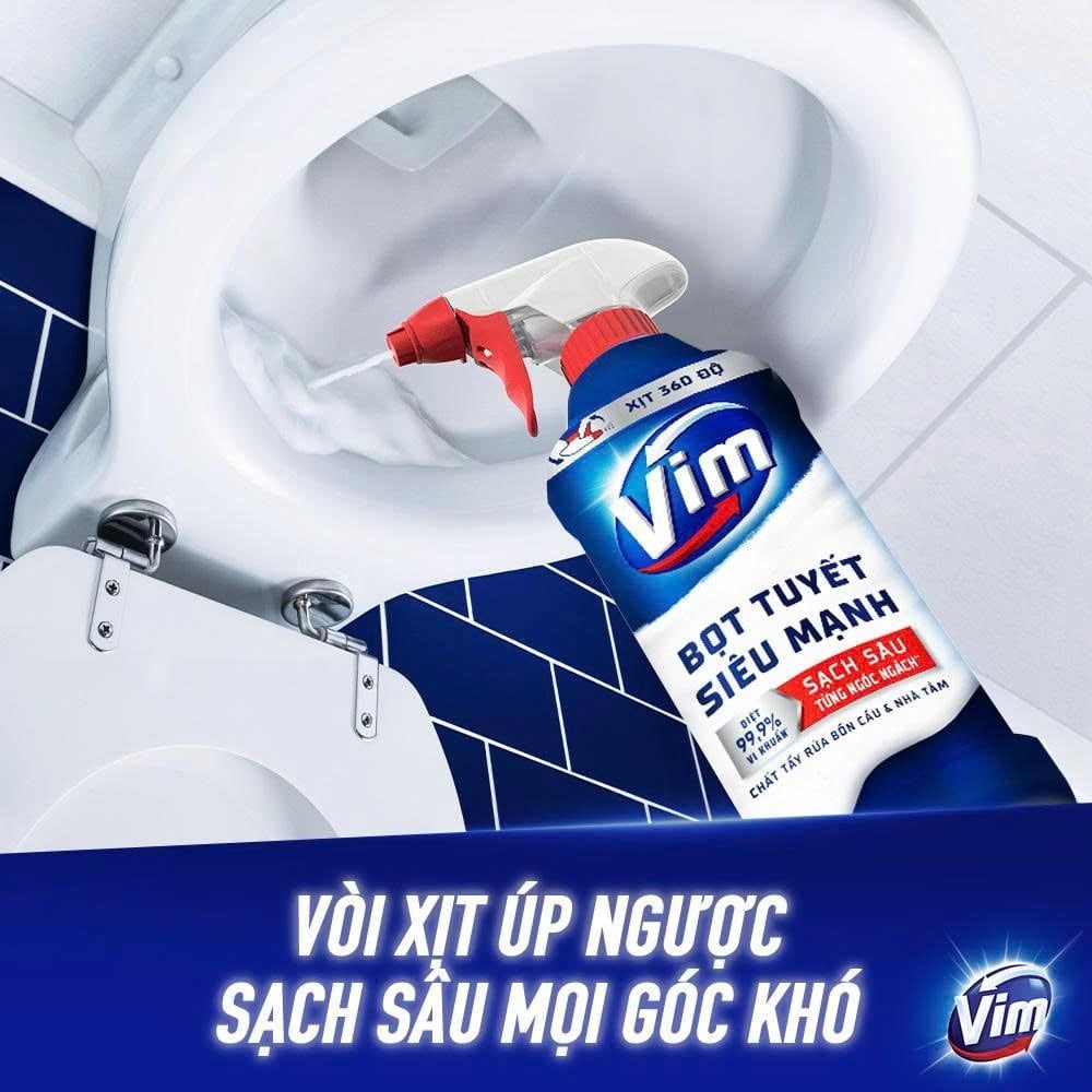 Bọt tuyết Đa năng Siêu Mạnh Vim Tẩy bồn cầu và Nhà vệ sinh 500ml