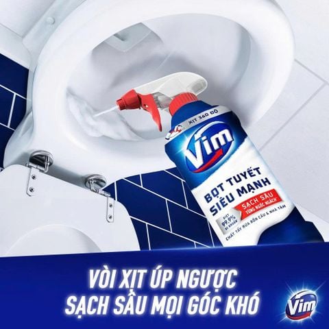 Bọt tuyết Đa năng Siêu Mạnh Vim Tẩy bồn cầu và Nhà vệ sinh 500ml