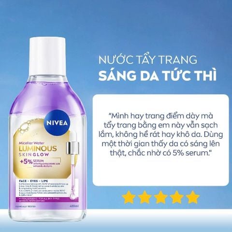 Nước Tẩy Trang NIVEA Luminous Skin Glow Sáng Da 400ml