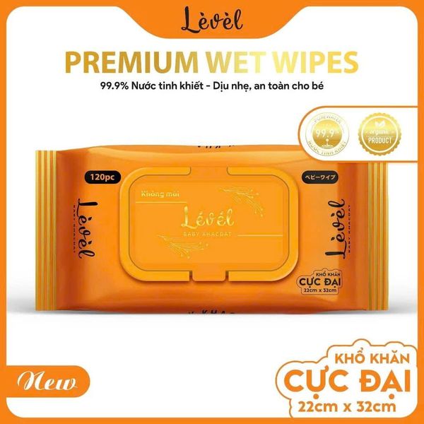 Khăn ướt LEVEL 800gr Chất Lượng Cao, Khổ Khăn Cực Đại 22cm x 32cm, Làm từ vải không dệt