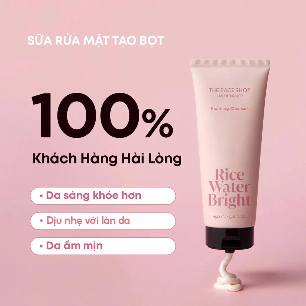 Sữa Rửa Mặt Làm Sạch Sáng Da Từ Gạo THE FACE SHOP Rice Water Bright Cleansing Foam