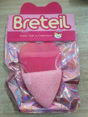 BRETEIL Set 2 Mút Rửa Mặt Heart BR-P61