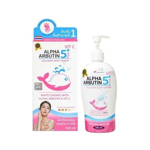 Dưỡng Thể Alpha Arbutin 5+ Plus Vit C Collagen Body Serum 500mL (Tặng 1 mặt nạ)