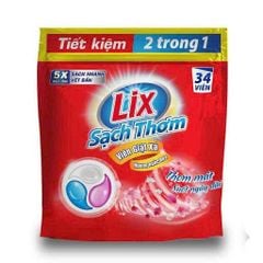 Viên giặt xả Lix sạch thơm hương nước hoa 510g – 34 viên