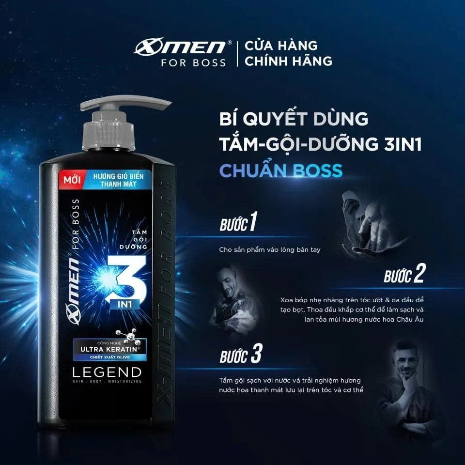 Dầu Tắm Gội 3 In 1 X-men For Boss Legend 630g