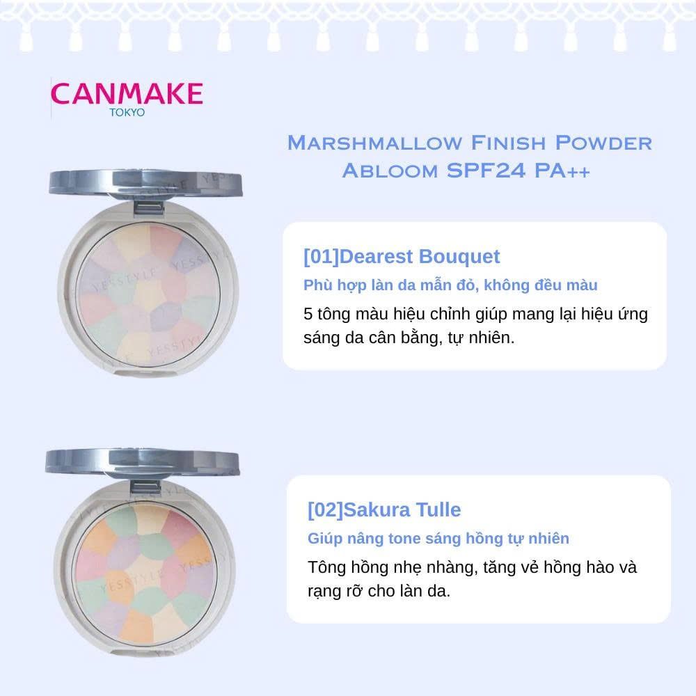 Phấn Phủ Đa Sắc Canmake Marshmallow Finish Powder Abloom SPF24 PA++ #2 Sakura