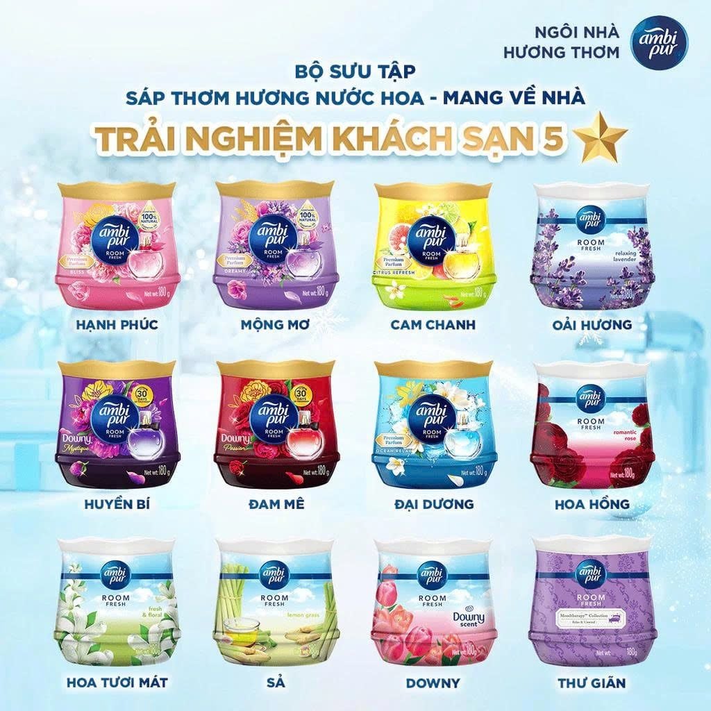 Sáp Thơm AMBI PUR Premium 180g - sáp thơm phòng ngủ, nhà vệ sinh, phòng khách, bếp