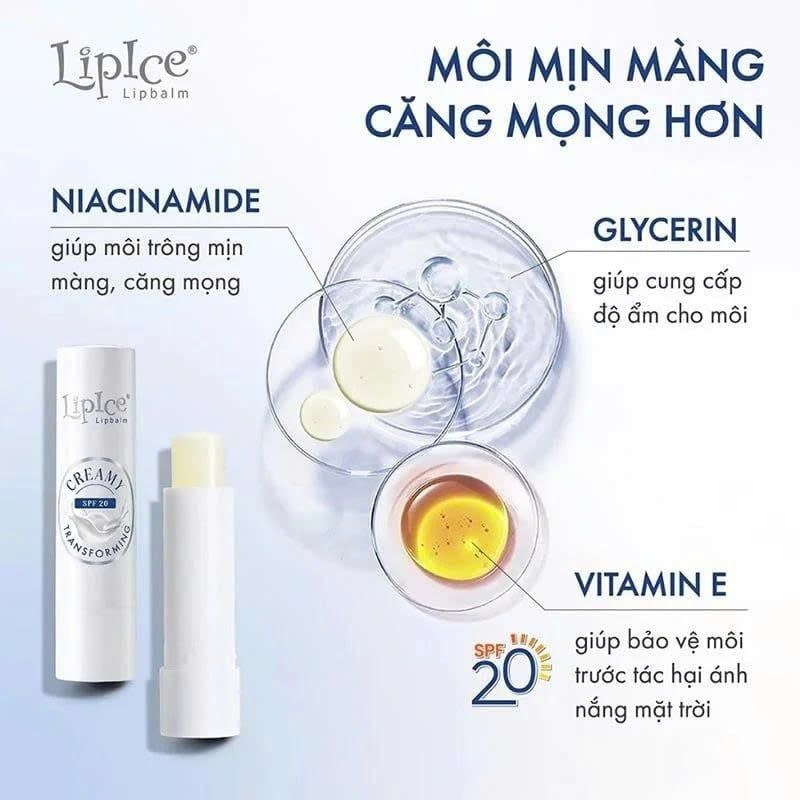 Son Dưỡng Không Màu LipIce Chuyển Kem Mịn Creamy Lipbalm