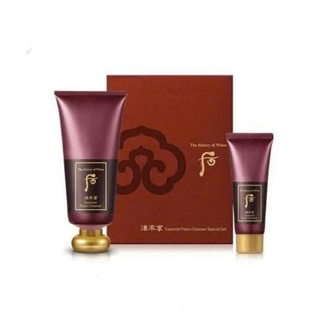 Sữa Rửa Mặt WHOO Đỏ Chống Lão Hóa Essential Cleansing Foam Special Set 2 Tuýp 46KW [180ml + 40ml]