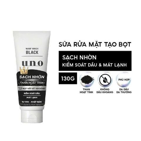 Sữa Rửa Mặt Tạo Bọt Làm Sạch Nhờn UNO Whip Wash Black 130g