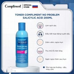 Toner Compliment No Problem Cấp Ẩm, Kiềm Dầu, Mờ Thâm 200ml #SALICYLIC