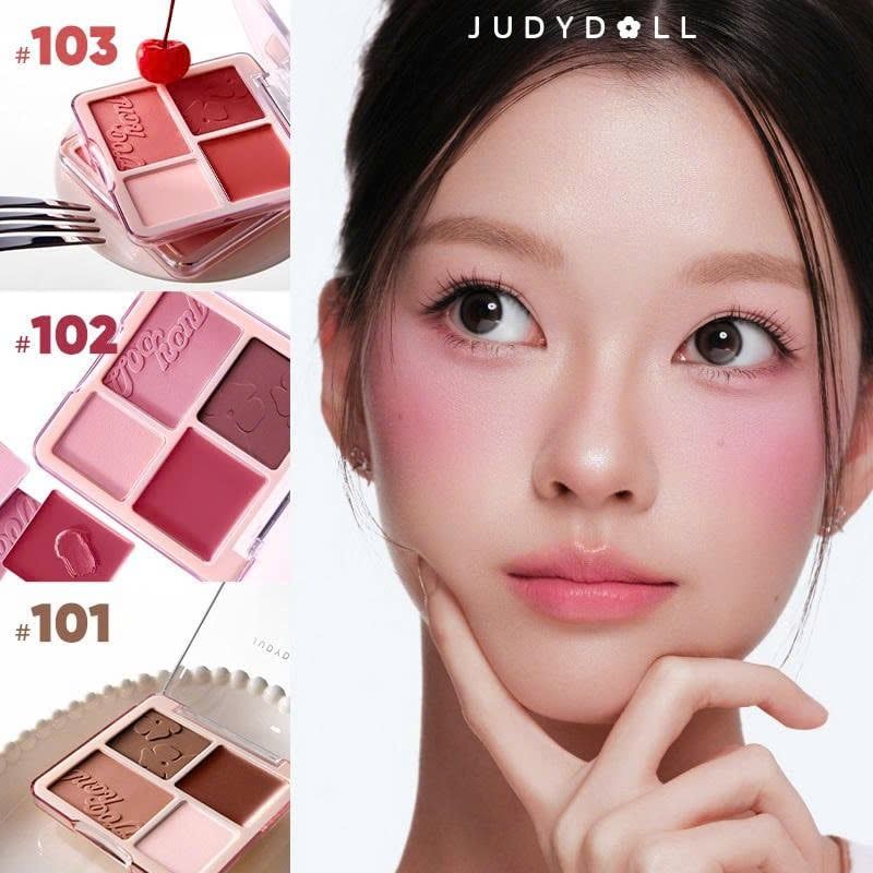 Bảng Phấn Má Hồng Judydoll Bắt Sáng 4 Ô Tông Lì Đa Năng Blush&Highlight Palette 9g