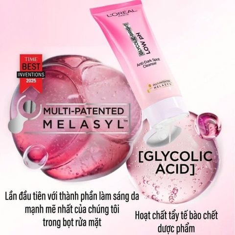 Gel Rửa Mặt Sáng Da L’Oreal Paris Glycolic Bright Low PH Cleanser 90ml Mờ Thâm Dịu Da Nhạy Cảm