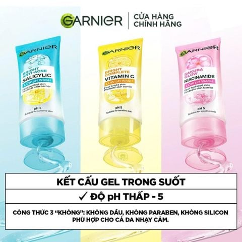 [Mini] Sữa Rửa Mặt Giảm Mụn Garnier Bright Anti-Acne Salicylic Low pH Wash 50ml