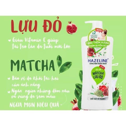 Sữa tắm Hazeline sáng da matcha lựu đỏ 800g