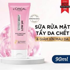 Gel Rửa Mặt Sáng Da L’Oreal Paris Glycolic Bright Low PH Cleanser 90ml Mờ Thâm Dịu Da Nhạy Cảm