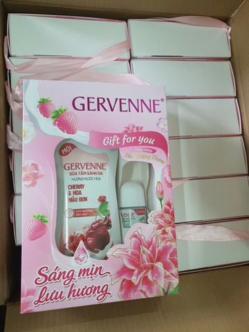 [HỘP QUÀ] Sữa tắm trắng da hương nước hoa Gervenne 900g (Tặng lăn khử mùi kiwi 40ml)