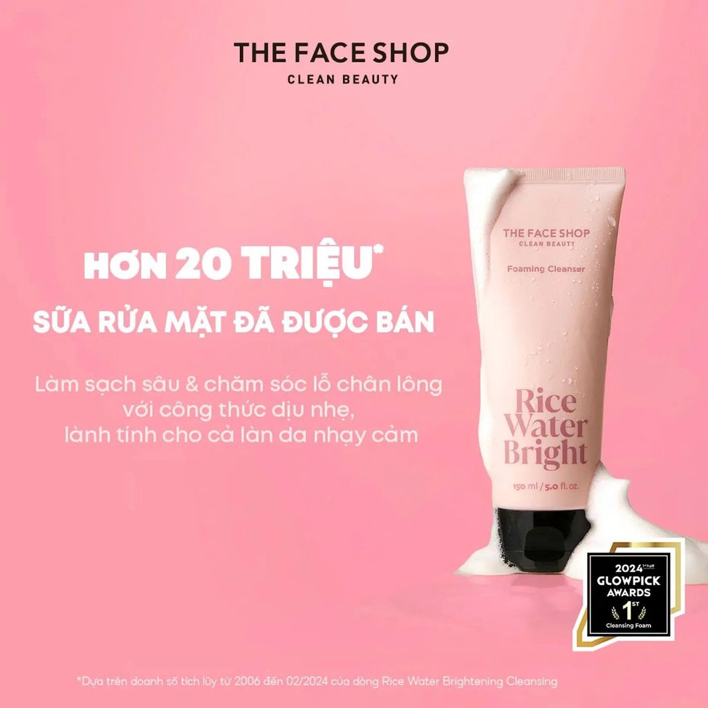 Sữa Rửa Mặt Làm Sạch Sáng Da Từ Gạo THE FACE SHOP Rice Water Bright Cleansing Foam