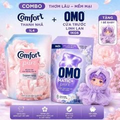 OMO NƯỚC GIẶT CỬA TRƯỚC LINH LAN 1.6KG + NƯỚC XẢ CFT THANH NHÃ 1.4L (TẶNG GẤU)