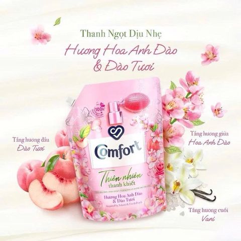 Nước Giặt Comfort Hương Hoa Anh Đào Và Đào Tươi 3kg