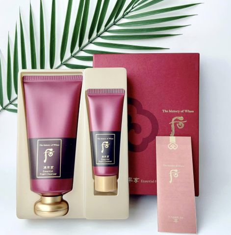 Sữa Rửa Mặt WHOO Đỏ Chống Lão Hóa Essential Cleansing Foam Special Set 2 Tuýp 46KW [180ml + 40ml]