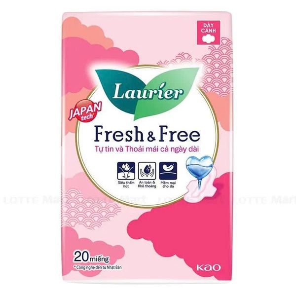 Băng Vệ Sinh Laurier Fresh & Free Dày Cánh Gói 20 Miếng