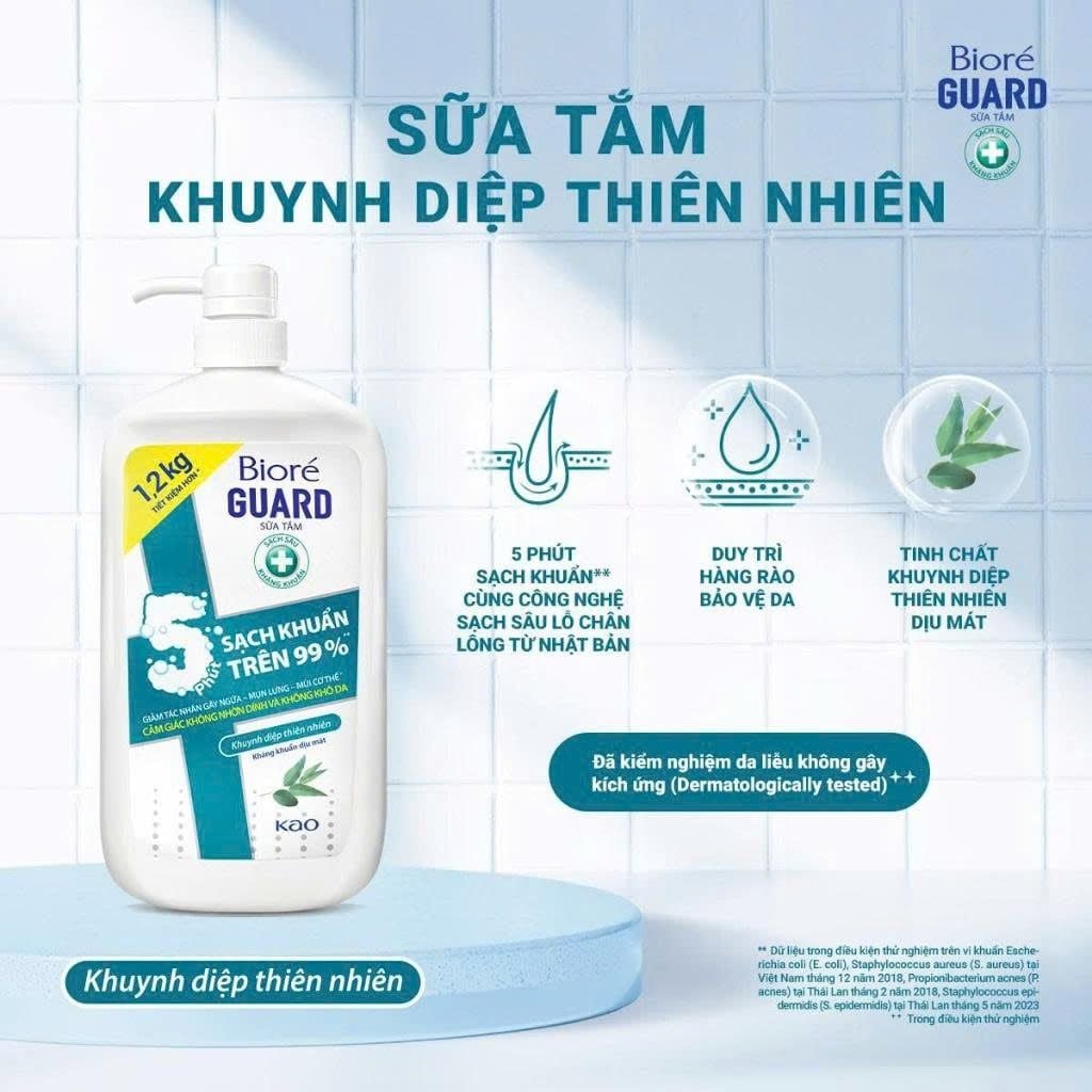 Sữa tắm sạch sâu kháng khuẩn Biore Guard 1.2kg