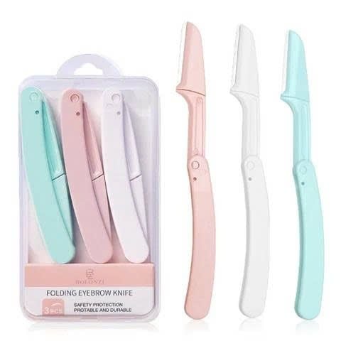 KT25776 Set 3 dao cạo lông mày cho nữ Gấp Gọn Tiện Lợi