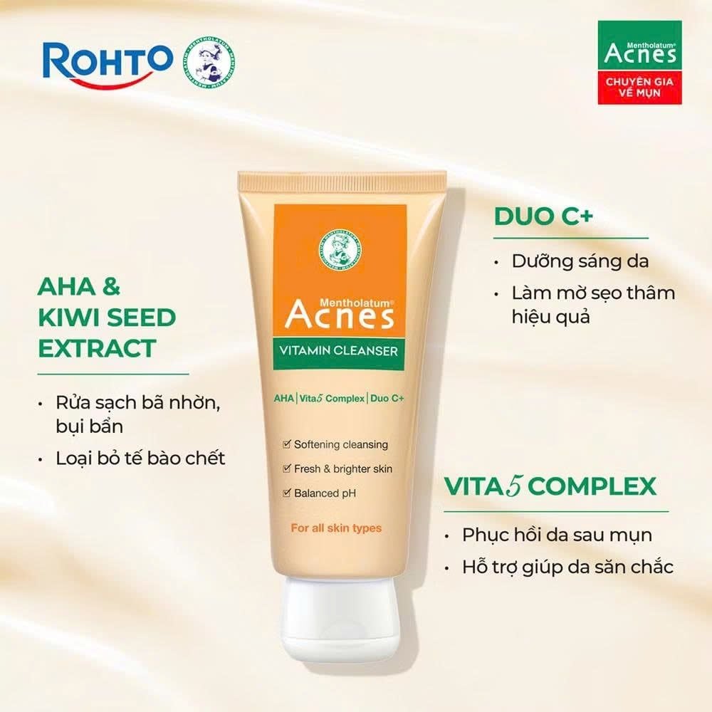 Kem Rửa Mặt Acnes Vitamin Làm Sáng Da, Mờ Sẹo Thâm 100g