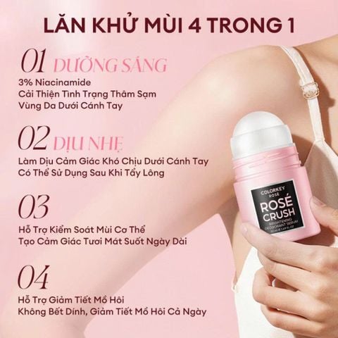 Lăn Khử Mùi COLORKEY ROSÉ Rosé Crush Brightening Deodorant Serum 50mL
