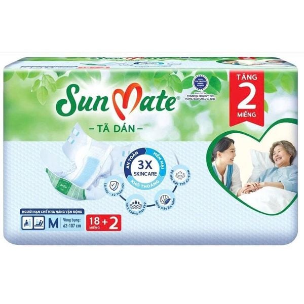 Tã dán Người già Sunmate size M18+2 eo 62-107cm