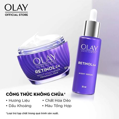 Kem Dưỡng Ẩm Olay Chiết Xuất Retinol24 Giúp Mờ Nếp Nhăn Ban Đêm Regenerist Retinol 24 Night Moisturiser 50g