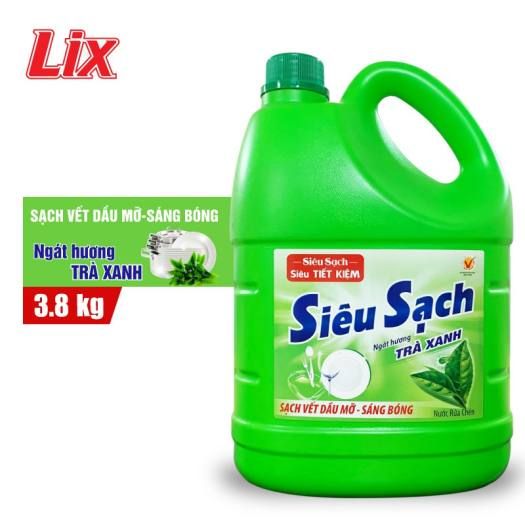 Nước Rửa Chén Lix Siêu Sạch Trà Xanh Can 3.8kg