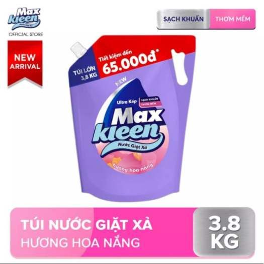 Nước giặt xả 2in1 Maxkleen 3.8kg hương huyền diệu Tặng kèm túi 600ml