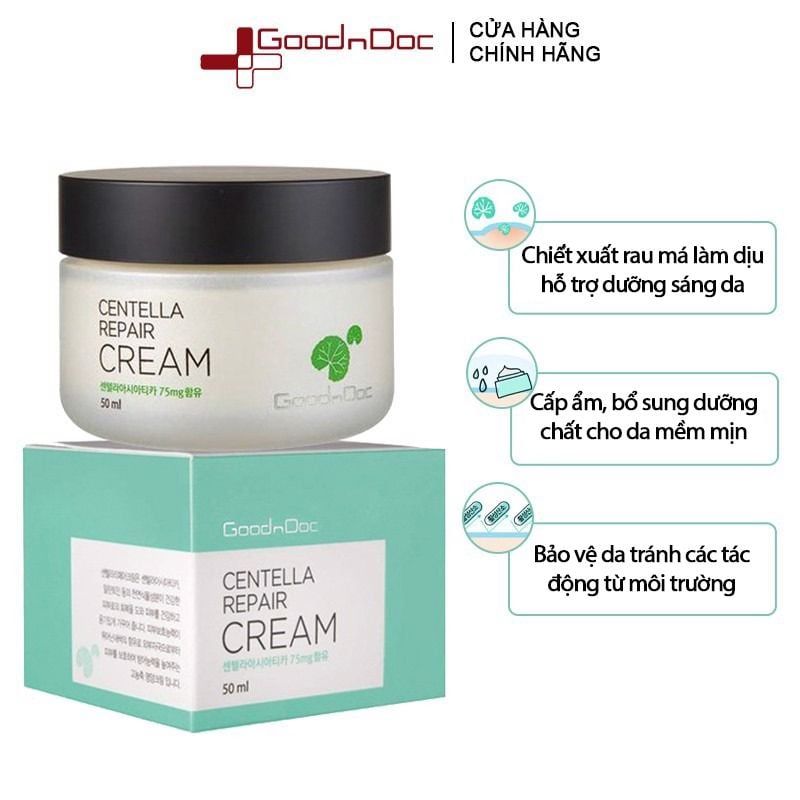 Kem Dưỡng Da GoodnDoc Cấp Ẩm, Làm Dịu Da, Hỗ Trợ Mờ Thâm Nám Centella Repair Cream 50ml
