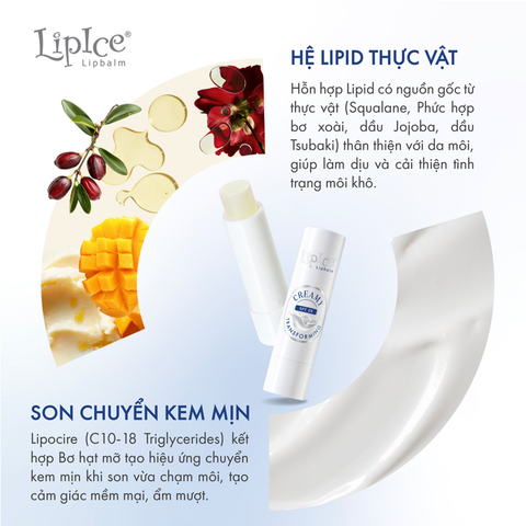 Son Dưỡng Không Màu LipIce Chuyển Kem Mịn Creamy Lipbalm