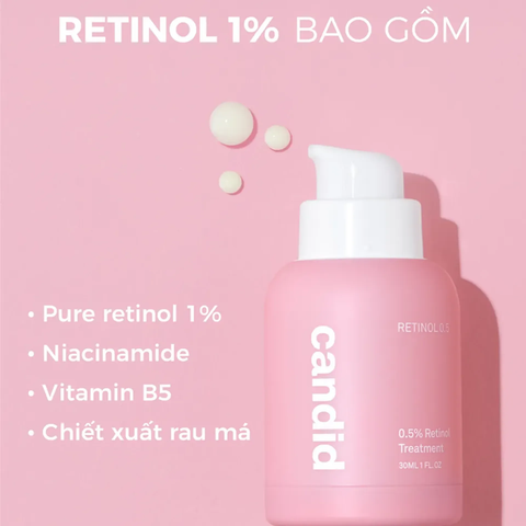 CANDID Retinol Treatment - Tinh Chất Retinol 0.5% 1% Hỗ Trợ Cải Thiện Nền Da 30ml