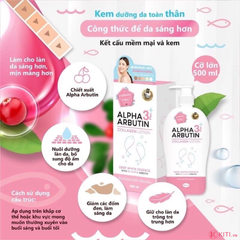 Sữa Dưỡng Thể Trắng Da Alpha Arbutin Collagen Lotion 3+Plus 500ml