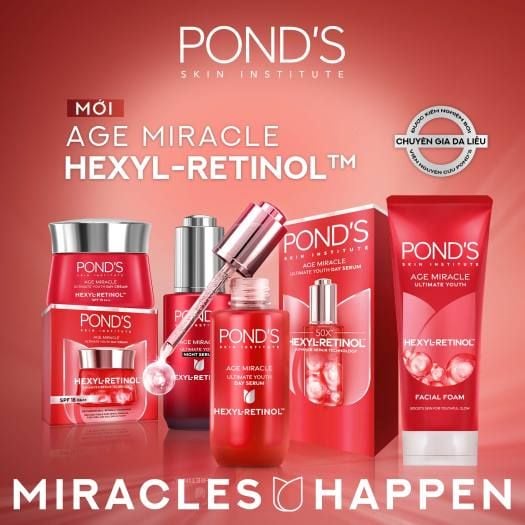 Serum Pond'S Age Miracle Mờ Đốm Nâu Và Nếp Nhăn Với 50X Hexyl-Retinol 14Gr