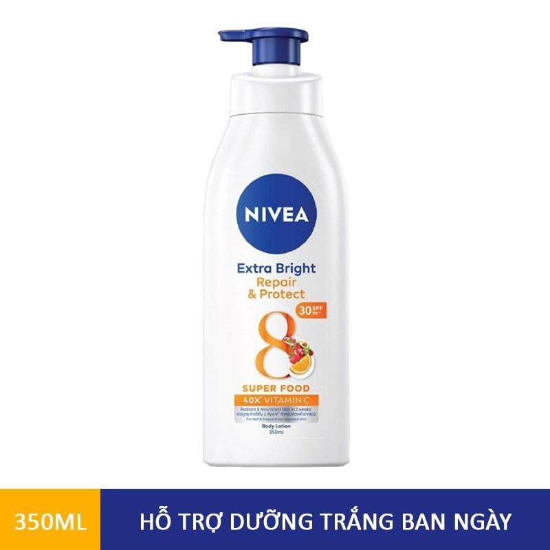 Sữa Dưỡng Thể Nivea Hỗ Trợ Dưỡng Sáng, Giúp Da Đàn Hồi, Căng Mịn Extra Bright Body Lotion 350ML