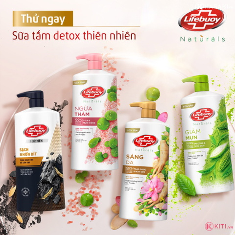 Lifebuoy Sữa Tắm Detox Muối Hồng & Rau Má 800g