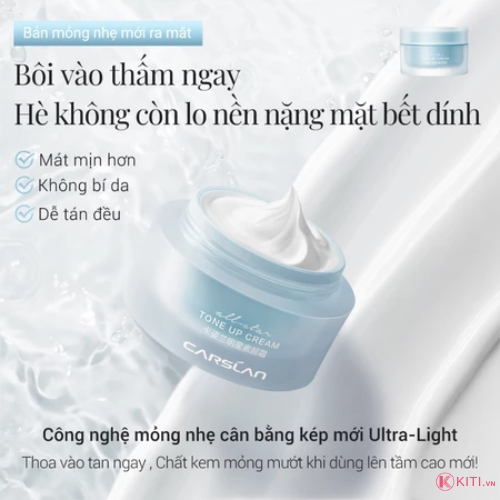 [Mini Size 5g] Kem Nâng Tone CARSLAN Kem Lười, Tone Up Cream Dưỡng Ẩm Mỏng Nhẹ