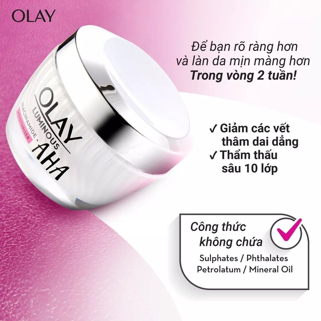 Kem Dưỡng Tái Tạo Và Ngừa Lão Hóa Olay Niacinamide Aha Luminous Niacinamide And AHA Moisturizer 50G
